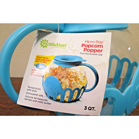 Ecolution Micro-Pop Microwave Popcorn Popper - 3 Quart Blue New NWT 3 QT - Picture 4 of 5